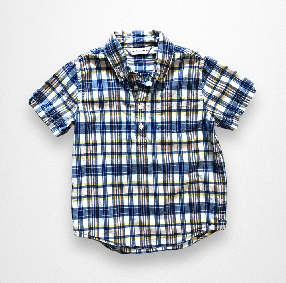 Janie and Jack Plaid Popover Shirt, Size 4